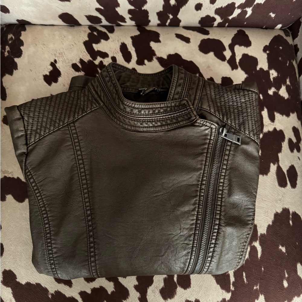 LA Coalition brown faux leather jacket